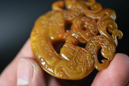 Natural Old Jade Hand-Carved Phoenix Pendant