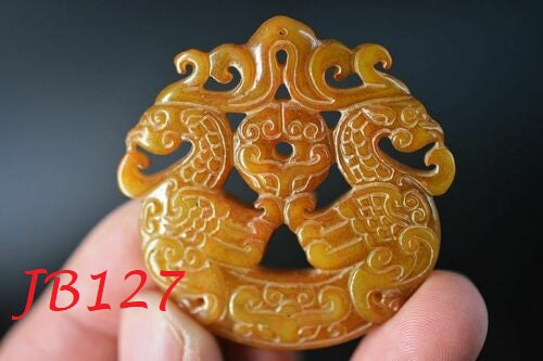 Natural Old Jade Hand-Carved Phoenix Pendant