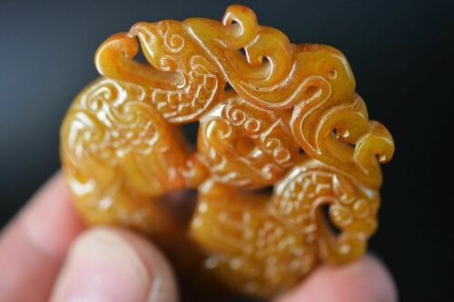 Natural Old Jade Hand-Carved Phoenix Pendant