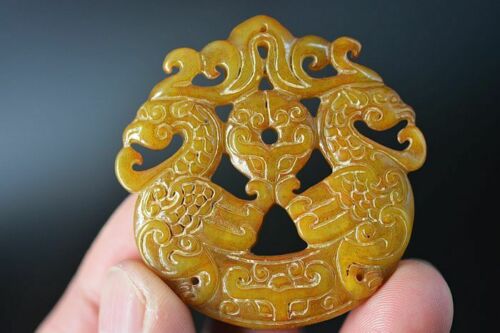 Natural Old Jade Hand-Carved Phoenix Pendant