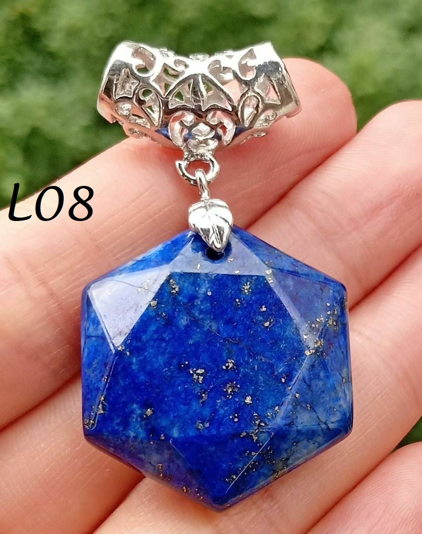 Natural Lapis Lazuli Stone Hexagon faceted bead Pendant