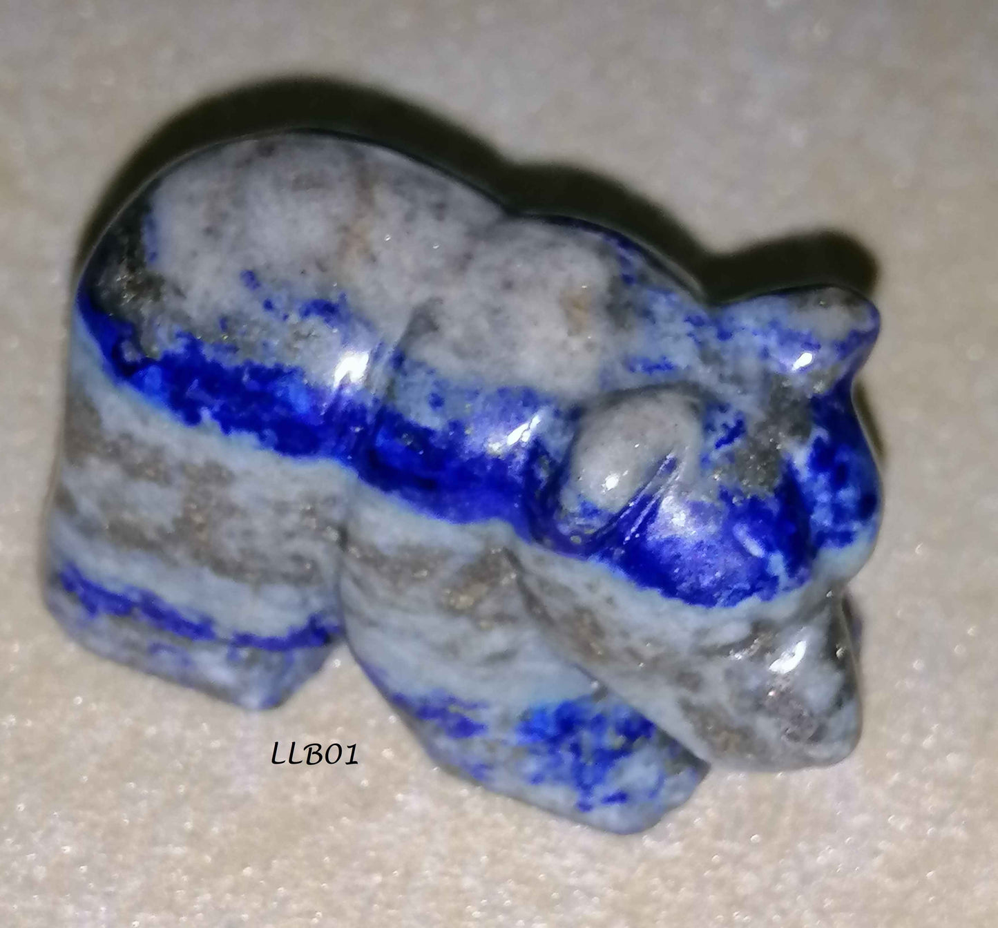 NATURAL LAPIS LAZULI HAND CARVED BEAR FIGURINE