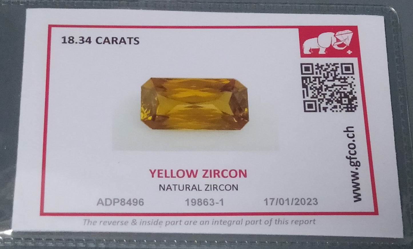 Swiss Lab Certified 18.34ct Yellow Natural Zircon Octagon Shape Gemstone