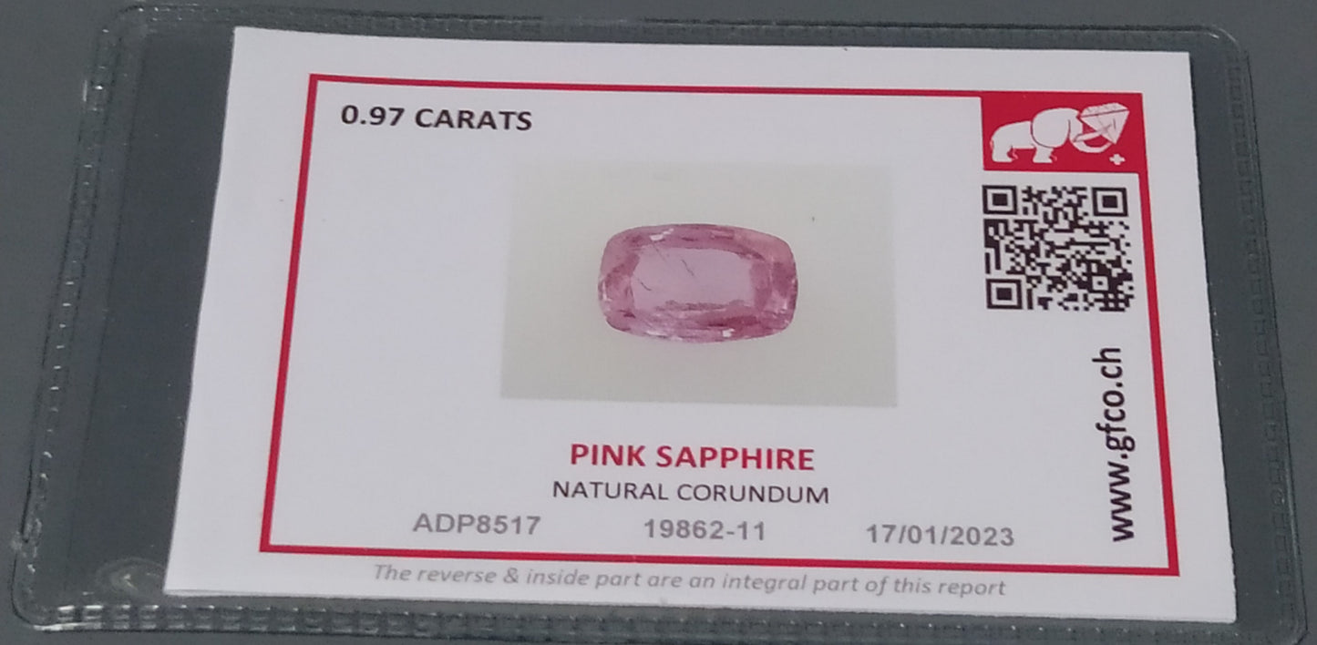 Natural Certified Pink Sapphire: Pink Beauty 0.97cts- NA1 (24)