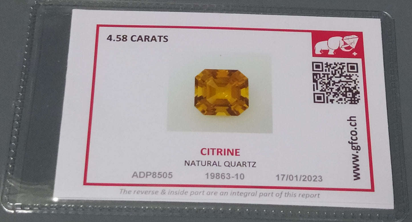 Natural Certified Citrine: Golden Radiance 4.58cts- NA23 (24)