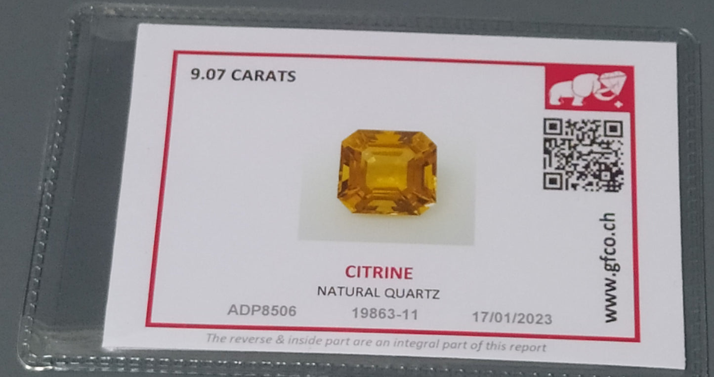 Natural Certified Citrine: Citrine Glow 9.07cts- NA24 (24)