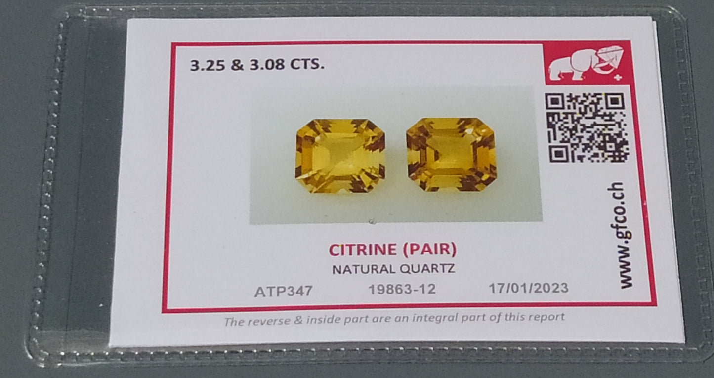 Natural Certified Pair Citrine: Honeyed Jewel 3.25 & 3.08cts- NA26 (24)