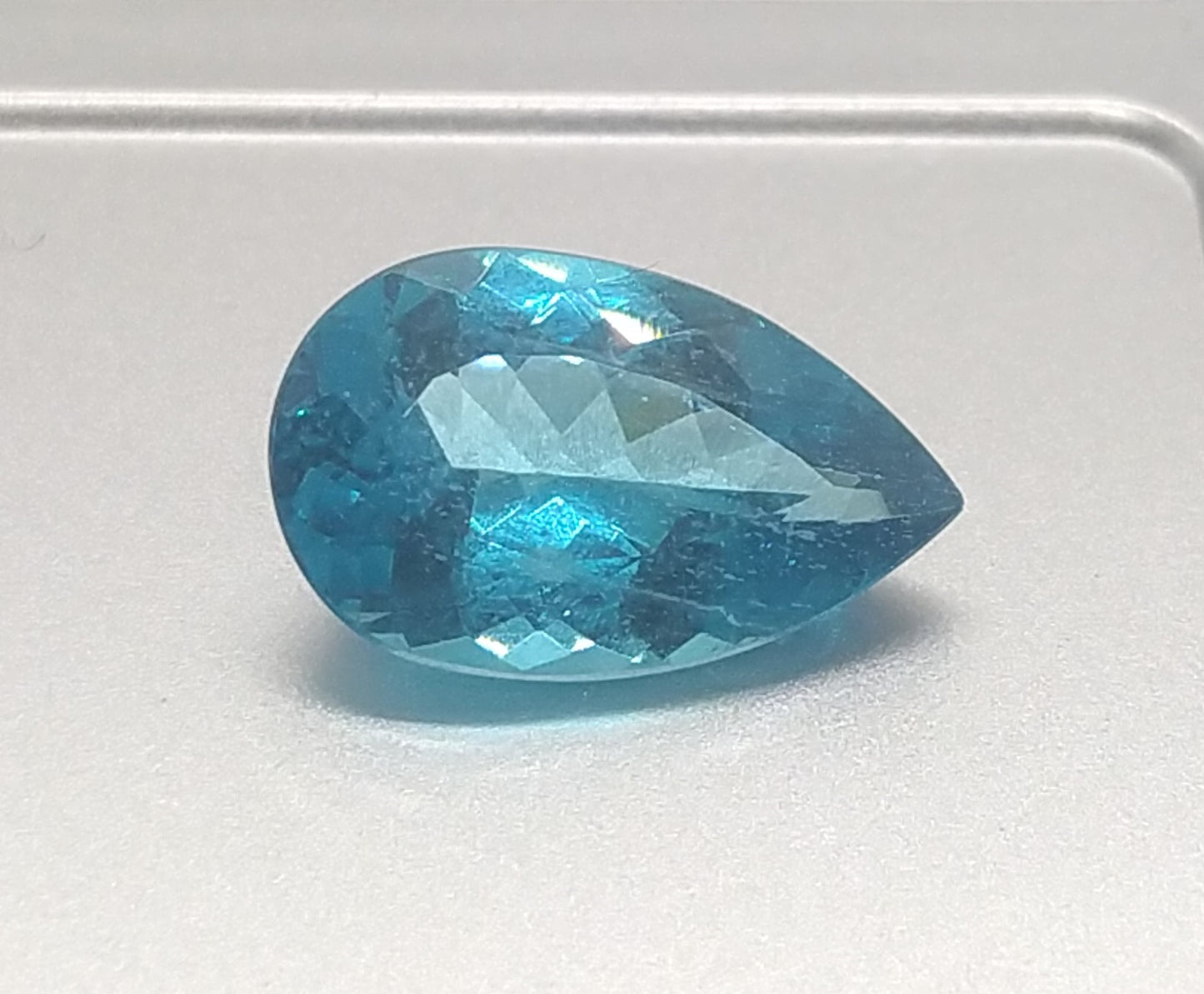 Swiss Lab Certified 8.77ct Splendid Pear Shape Natural Neon Blue Apatite Gemstone