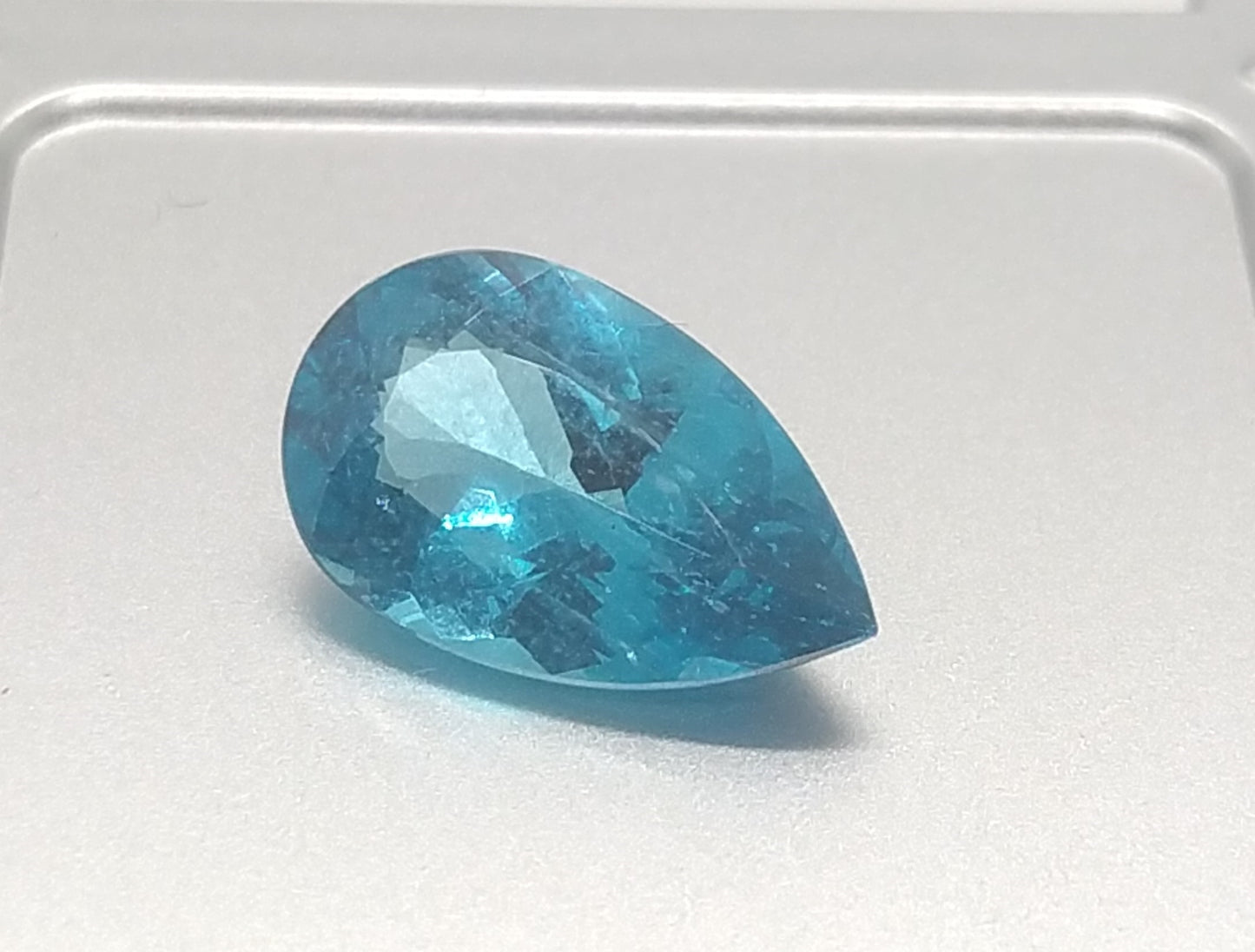 Swiss Lab Certified 8.77ct Splendid Pear Shape Natural Neon Blue Apatite Gemstone