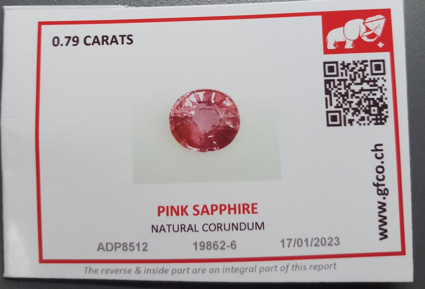 Natural Certified Pink Sapphire: Pink Purity 0.79cts- NA61 (24)