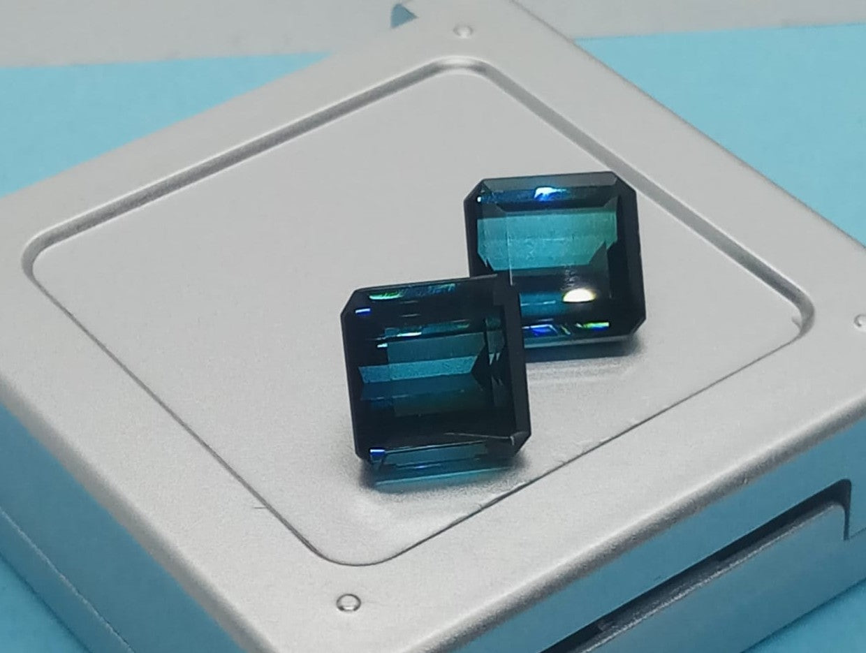 Natural Certified Pair Tourmaline: Glowing Blue  7.53 & 8.97cts- NA69 (24)