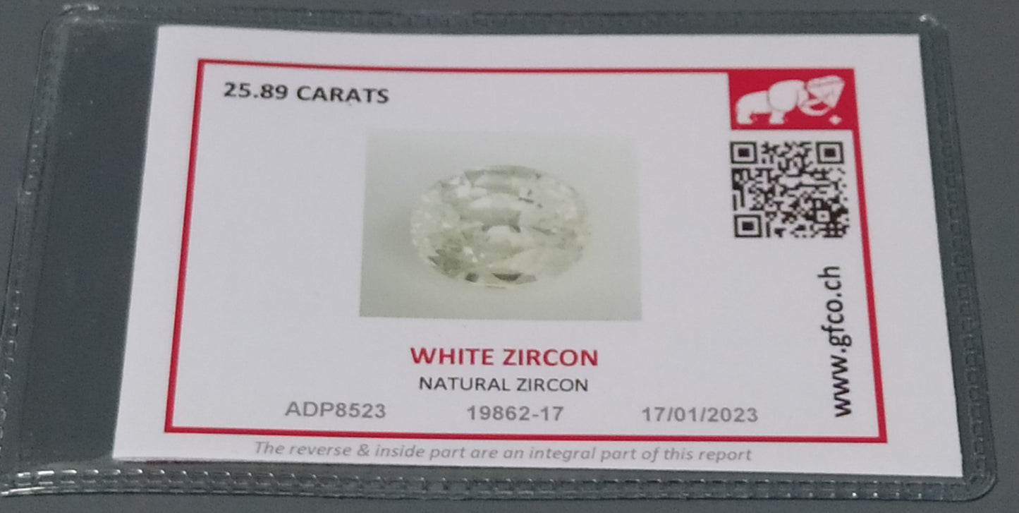 Natural Certified Zircon: Clear Zircon 25.89cts- NA6 (24)