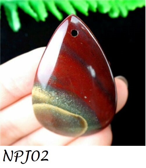 Natural Deep Red Rainbow Jasper Teardrop Pendant Bead