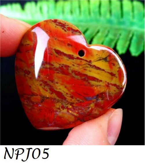 Natural Tiger Stripes Red Jasper Love Heart Pendant Bead