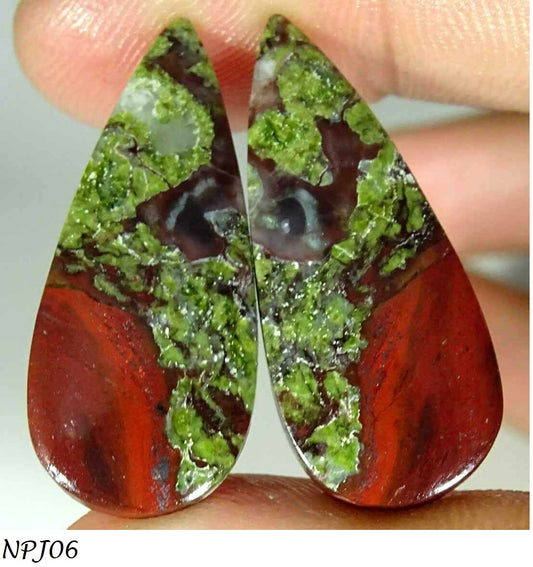 Natural Dragon Blood Jasper Pear Pair Cabochon Loose Gemstone