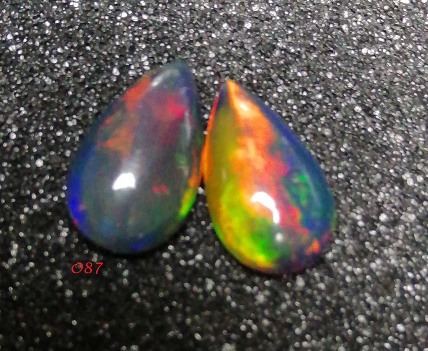 Natural Swiss Lab Certified 3.75ct Attractive Black with Play of Color Pair of Opals Gemstones O87 (24)\