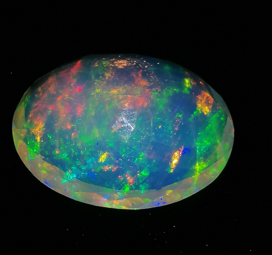 Swiss Lab Certified 8.59ct Ethiopian Natural White with Play of Color Opal Gemstone