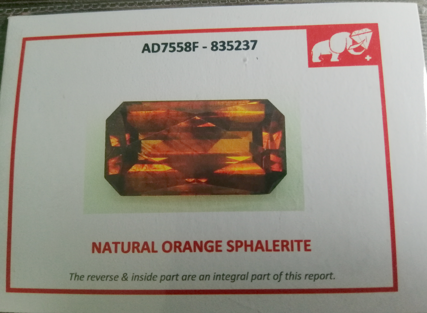 Swiss Lab Certified Vivid Orange Octagon 12.21ct Natural Sphalerite Gemstone