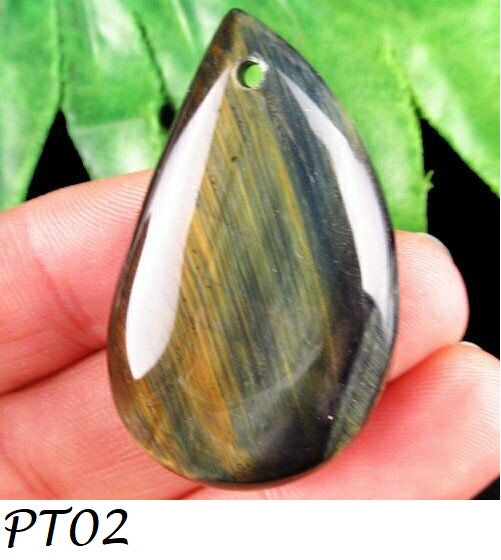 Natural Yellow Pietersite Gem Teardrop Pendant Bead