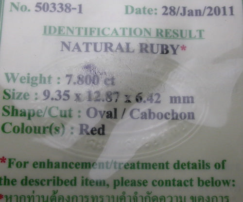 Certified 7.80ct Natural Burmese Ruby Gemstone