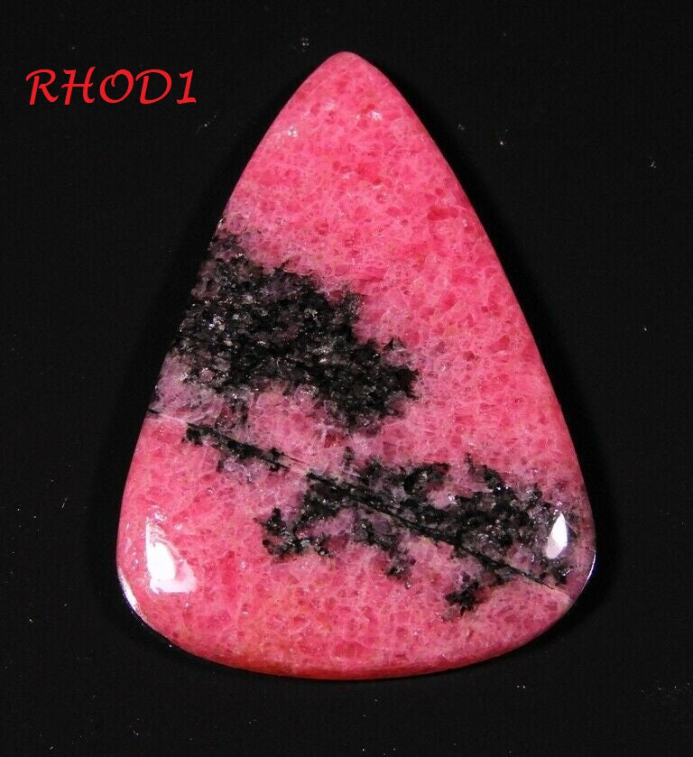 NATURAL REDDISH PINK RHODONITE PEAR CABOCHON GEMSTONE