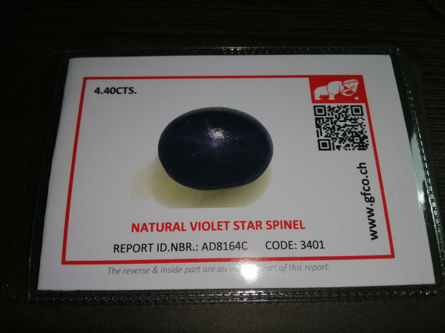 Natural Certified Star Spinel: Violet Starlight 4.4cts- SP31 (24)