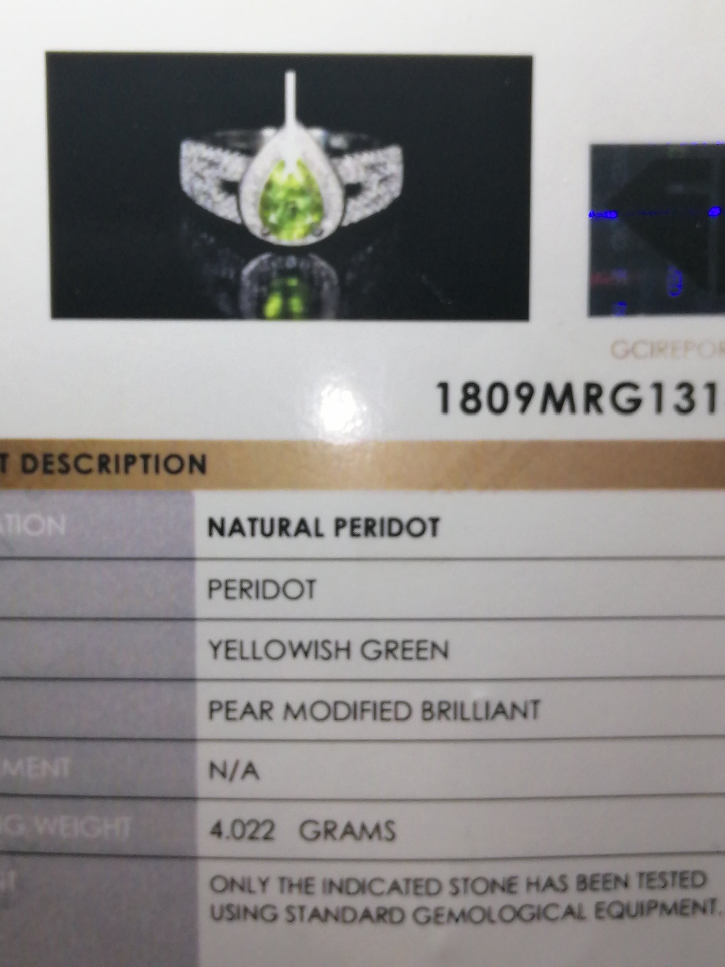 Natural Certified Peridot (SIZE 8) SR13