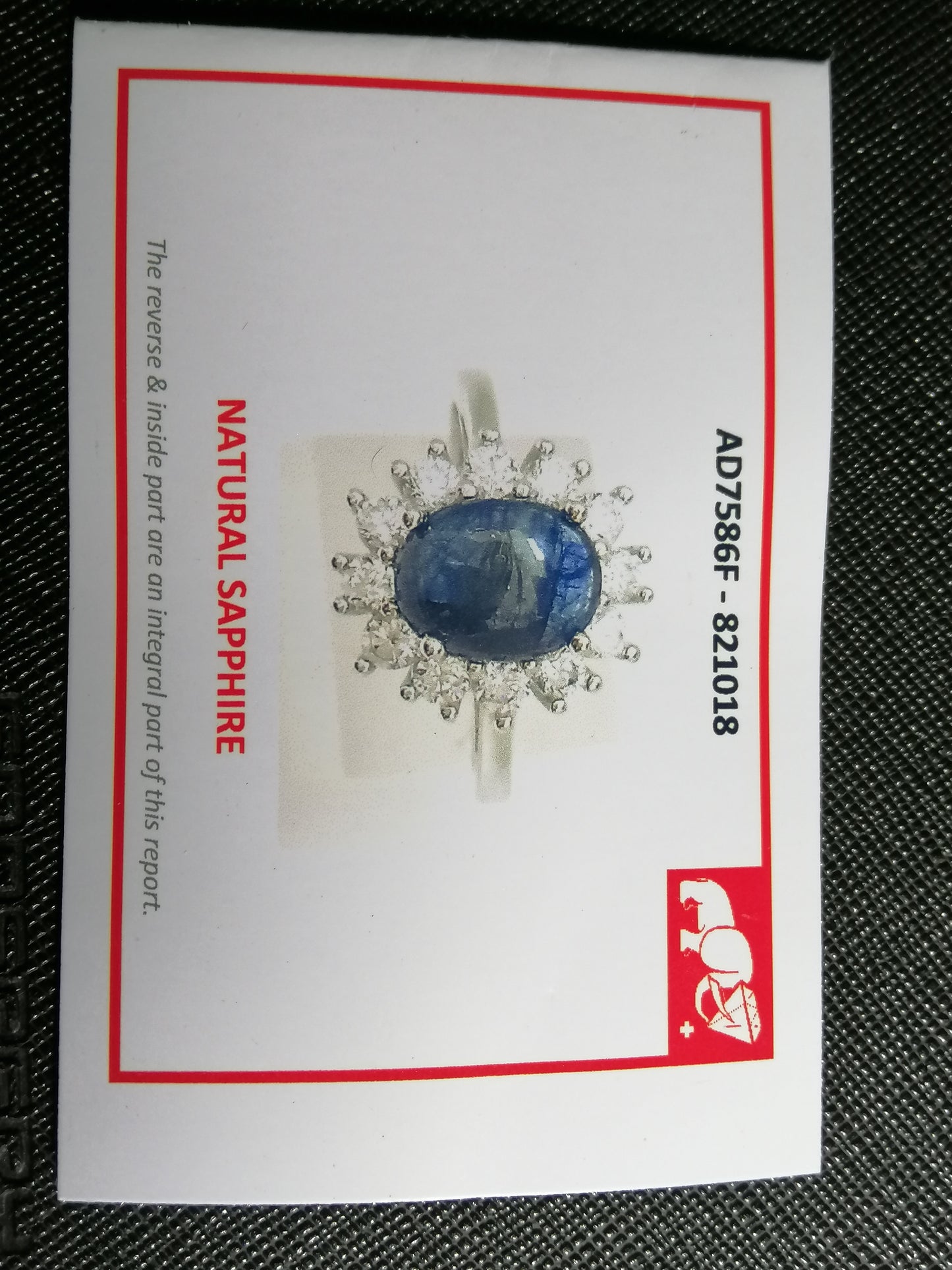 SWISS LAB CERTIFIED 925 SILVER RING WITH NATURAL SAPPHIRE (SIZE 7.5) SR29