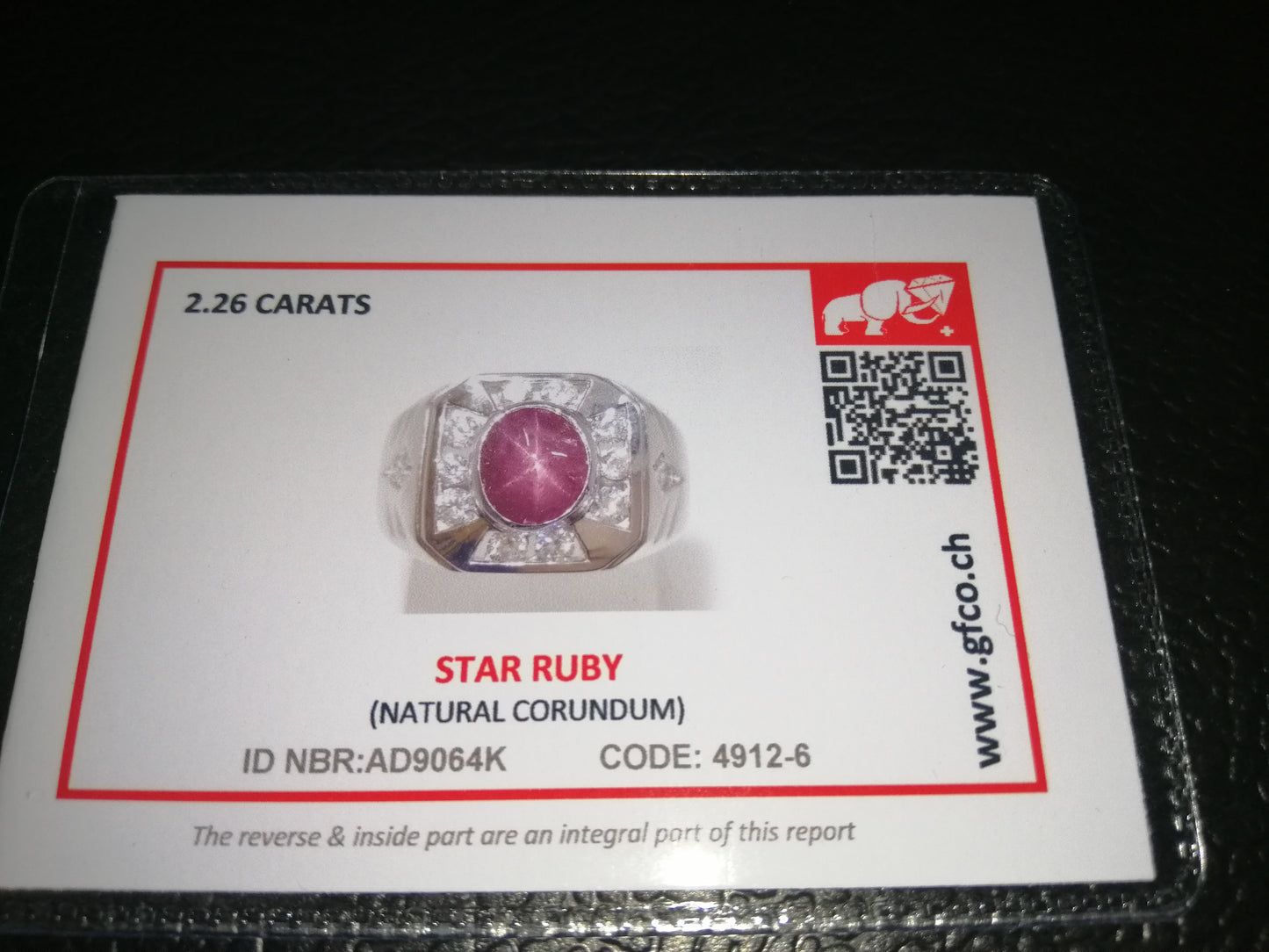 Natural SWISS LAB CERTIFIED RING with Star Ruby (SIZE 10) SR50