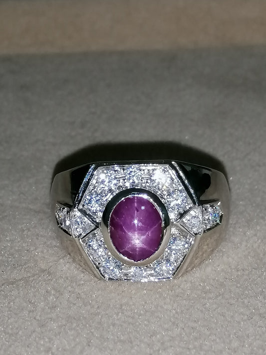 Natural SWISS LAB CERTIFIED RING with Star Ruby (SIZE 10) SR51