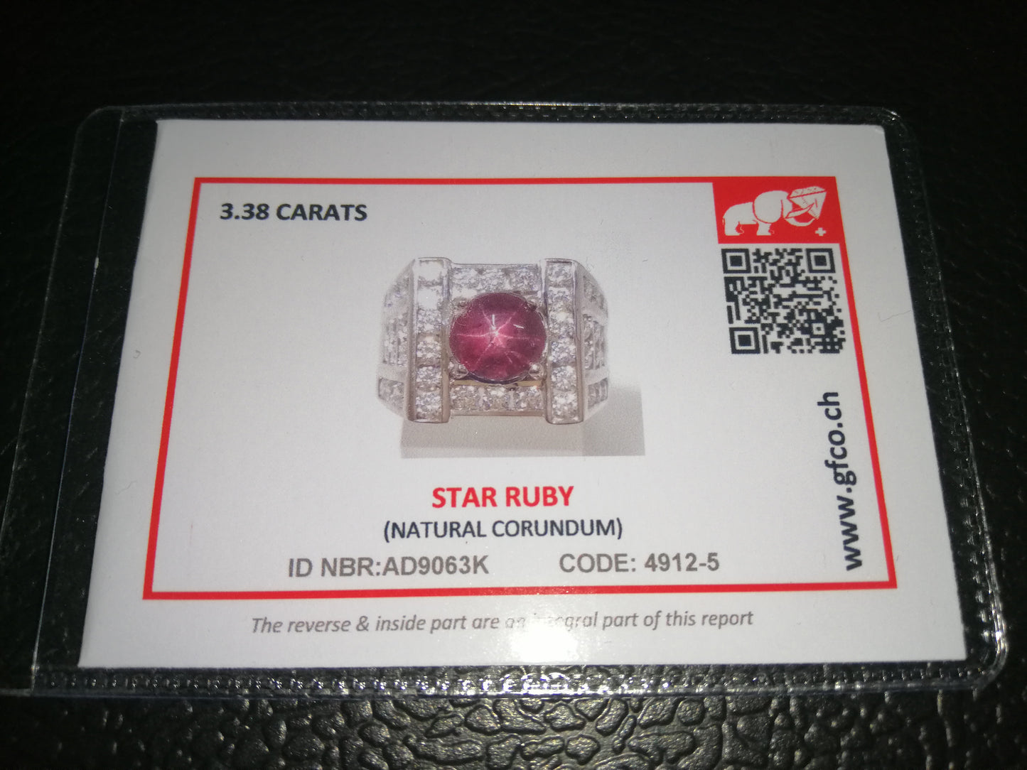 Natural SWISS LAB CERTIFIED RING with Star Ruby (SIZE 10) SR52