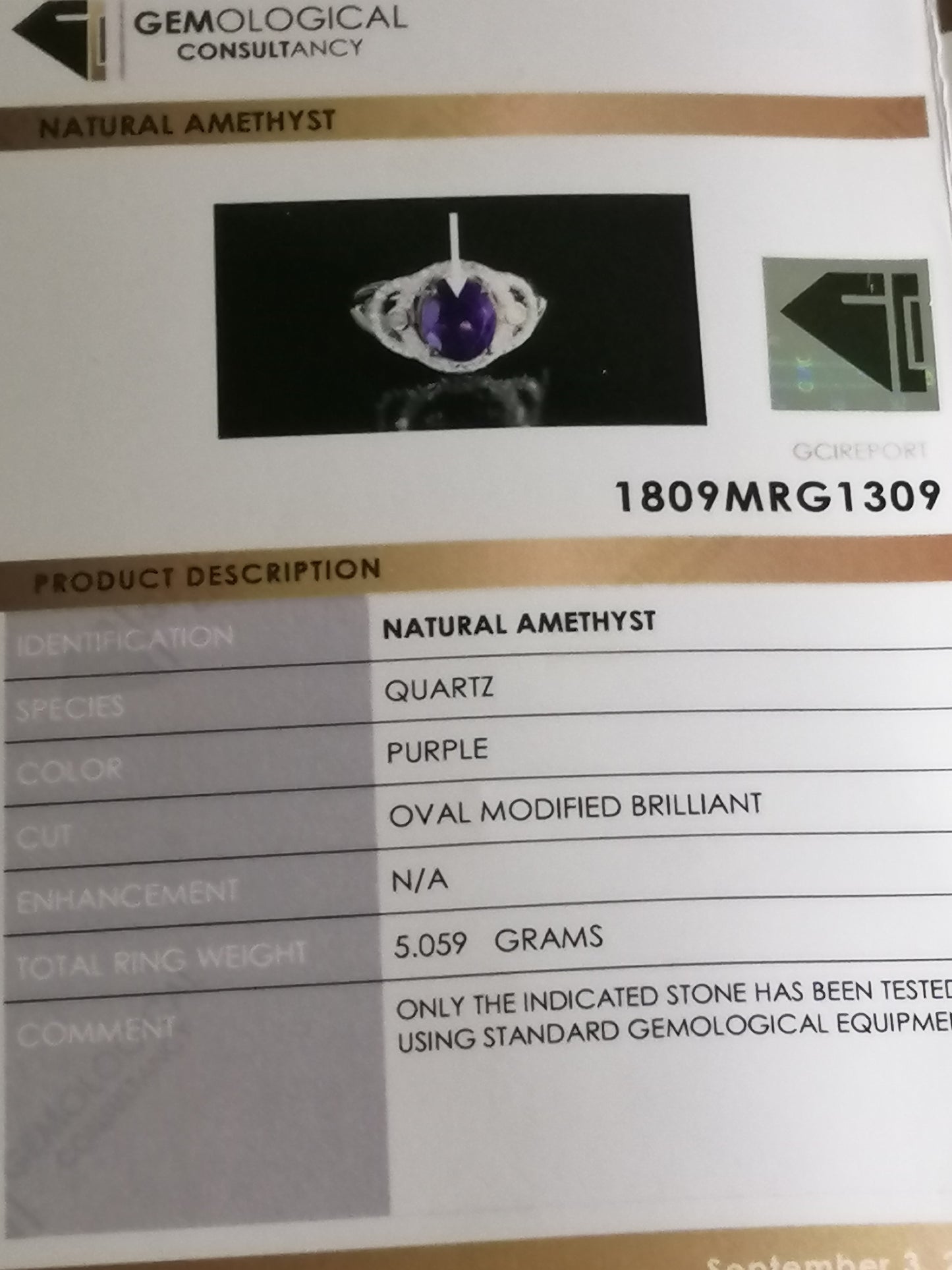 Natural Certified Amethyst (SIZE 8) SR5