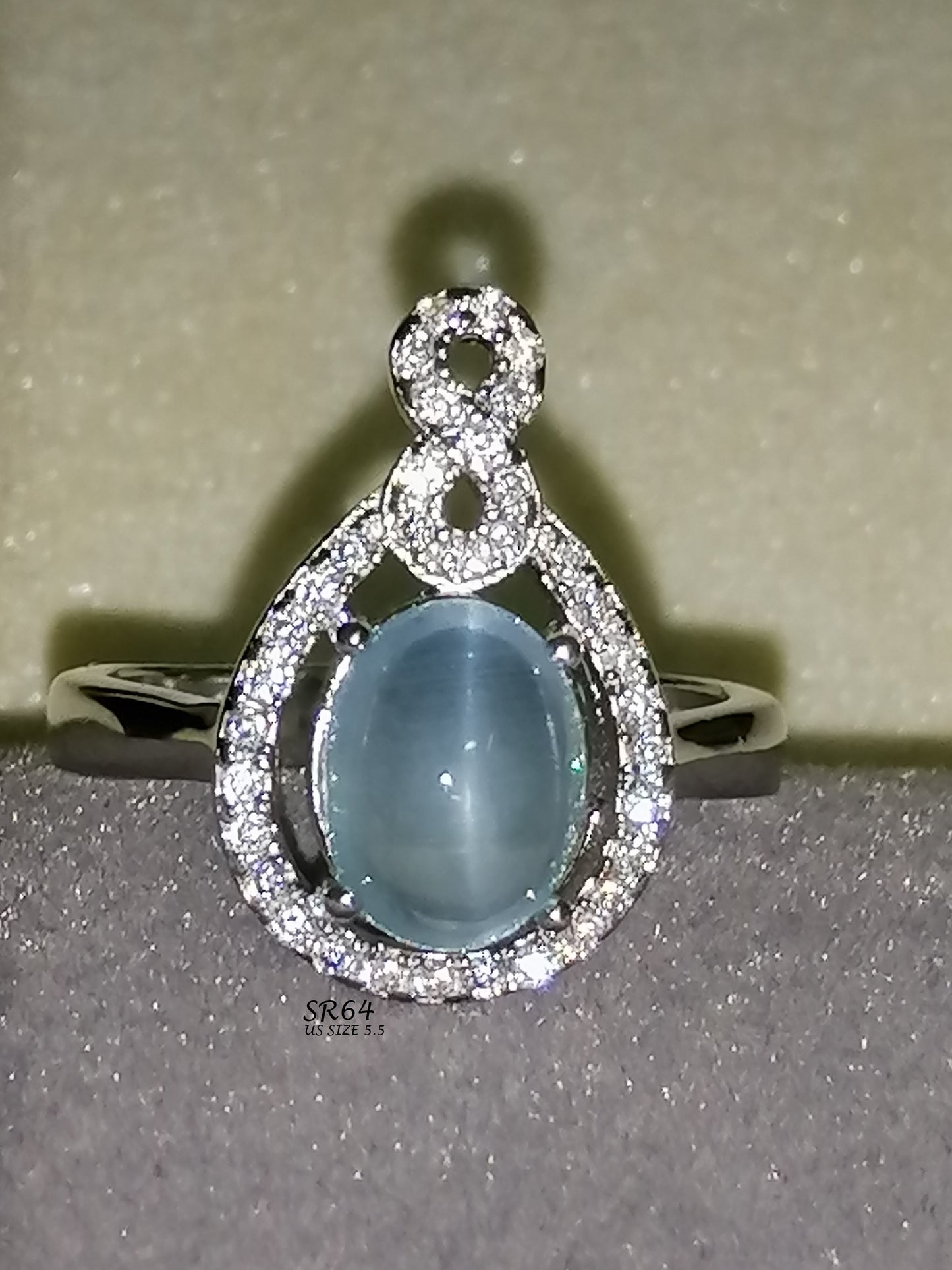 Natural Swiss Lab Certified Cats Eye Aquamarine (SIZE 5.5) SR64