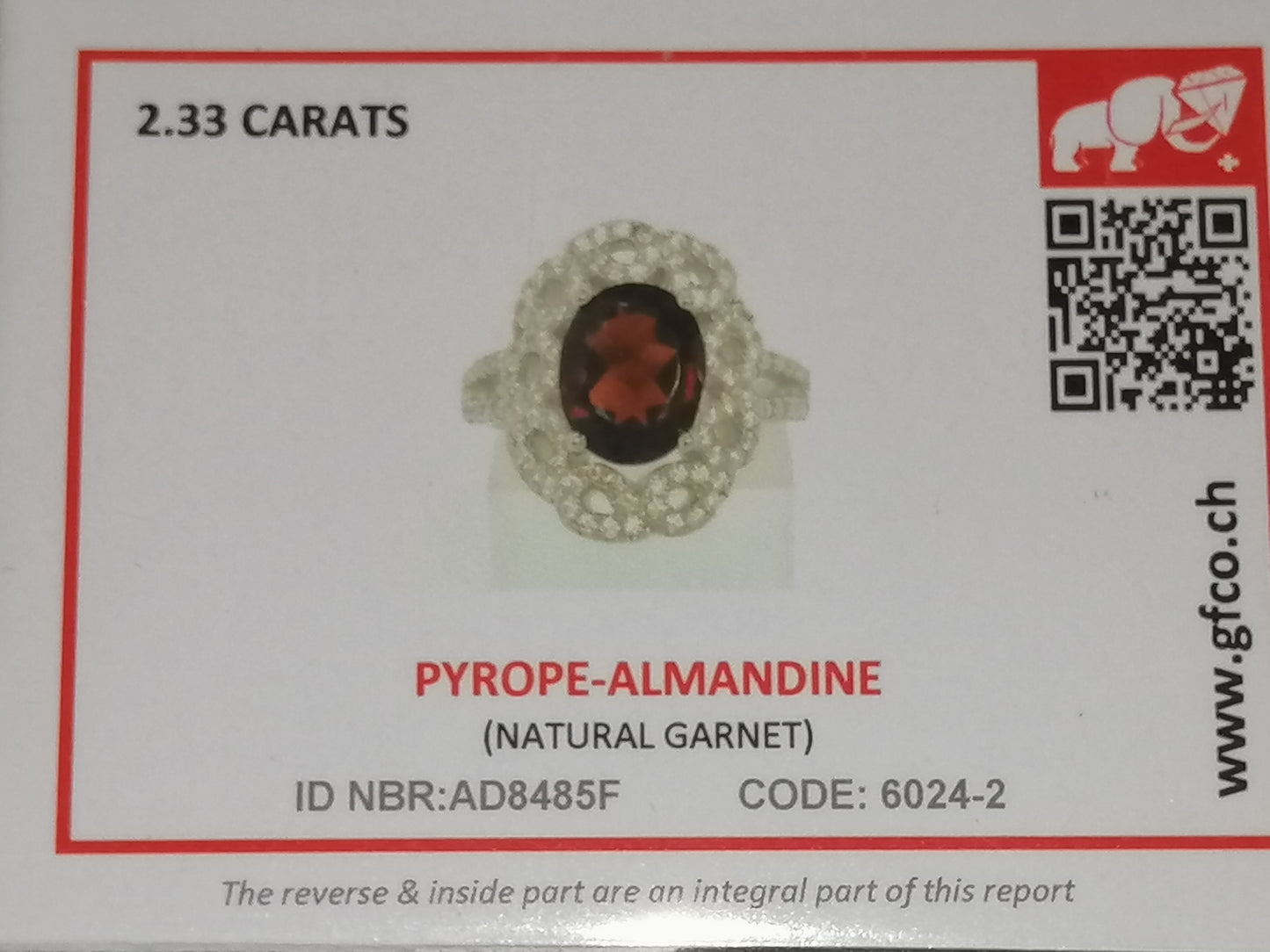 Natural Swiss Lab Certified Pyrope-Almandine (SIZE 7) SR65