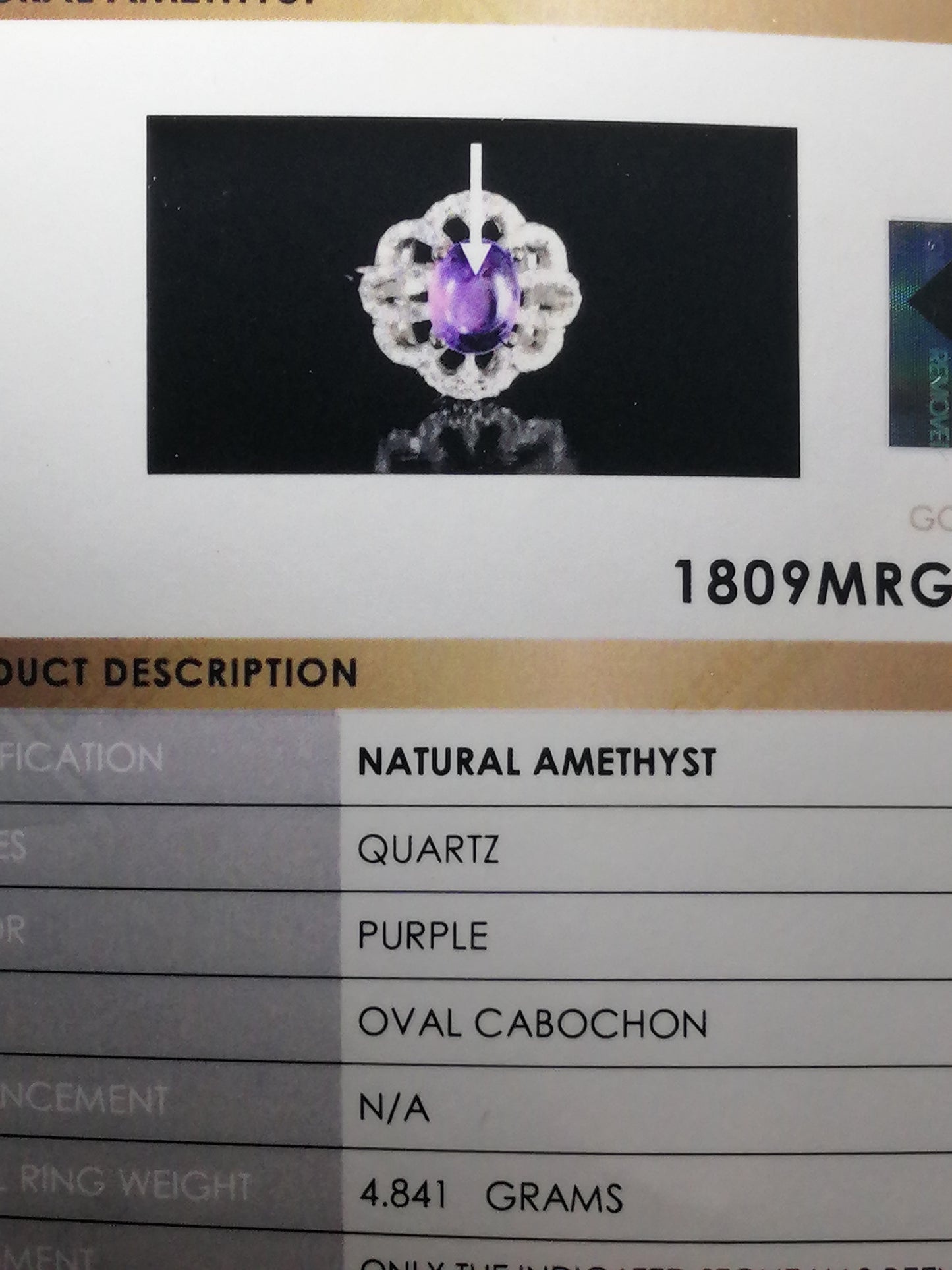 Natural Certified Amethyst (SIZE 6) SR6