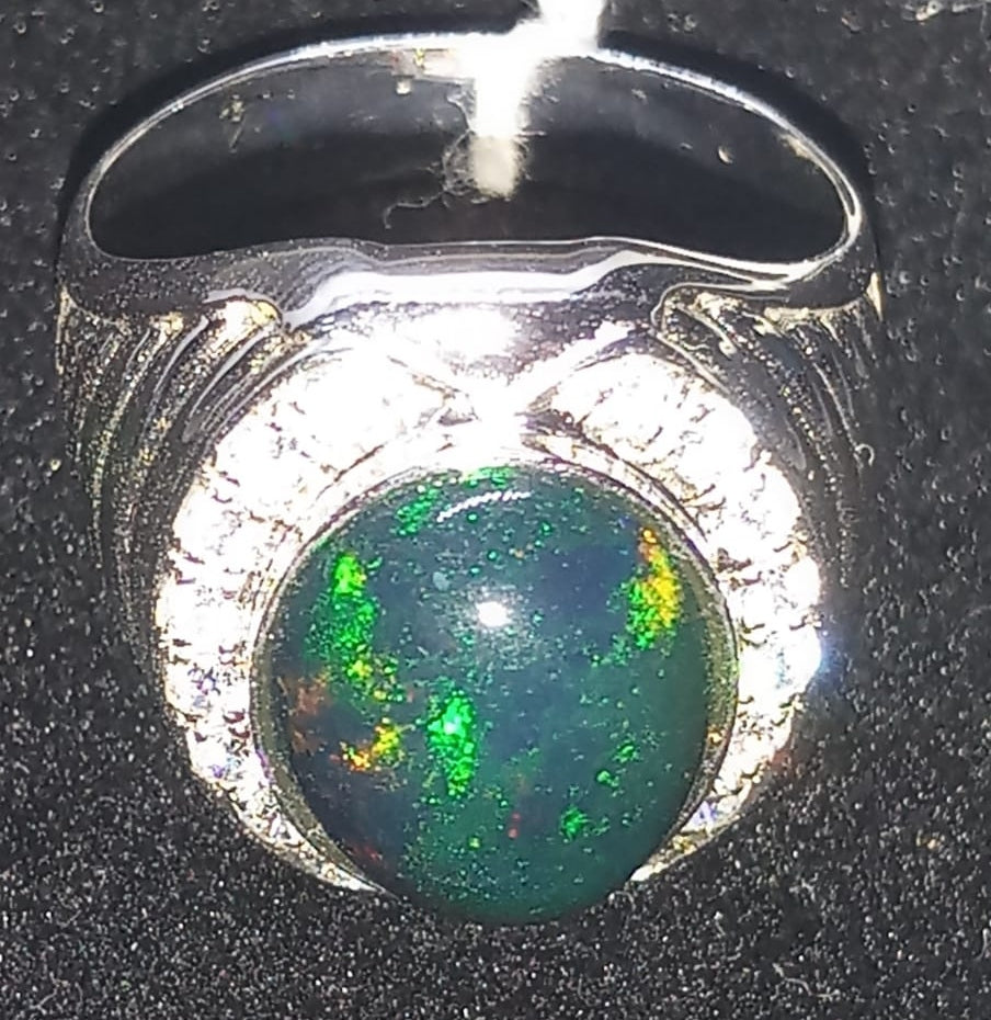 Natural SWISS LAB CERTIFIED RING with Black Opal (SIZE 10) SR74