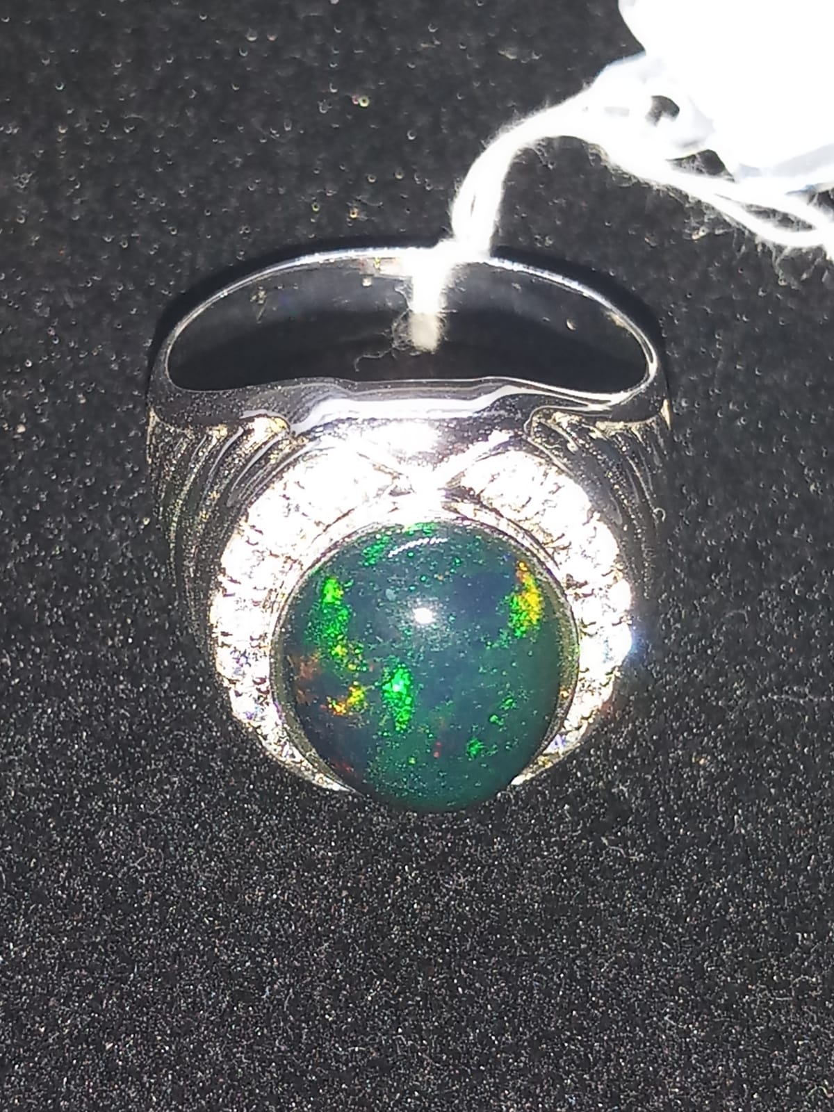 Natural SWISS LAB CERTIFIED RING with Black Opal (SIZE 10) SR74