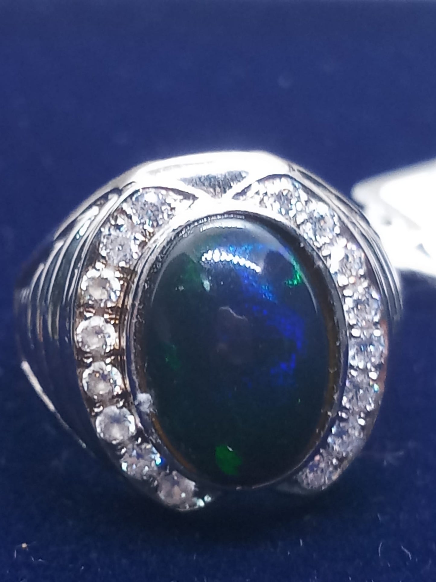 Natural SWISS LAB CERTIFIED RING with Black Opal (SIZE 10) SR77