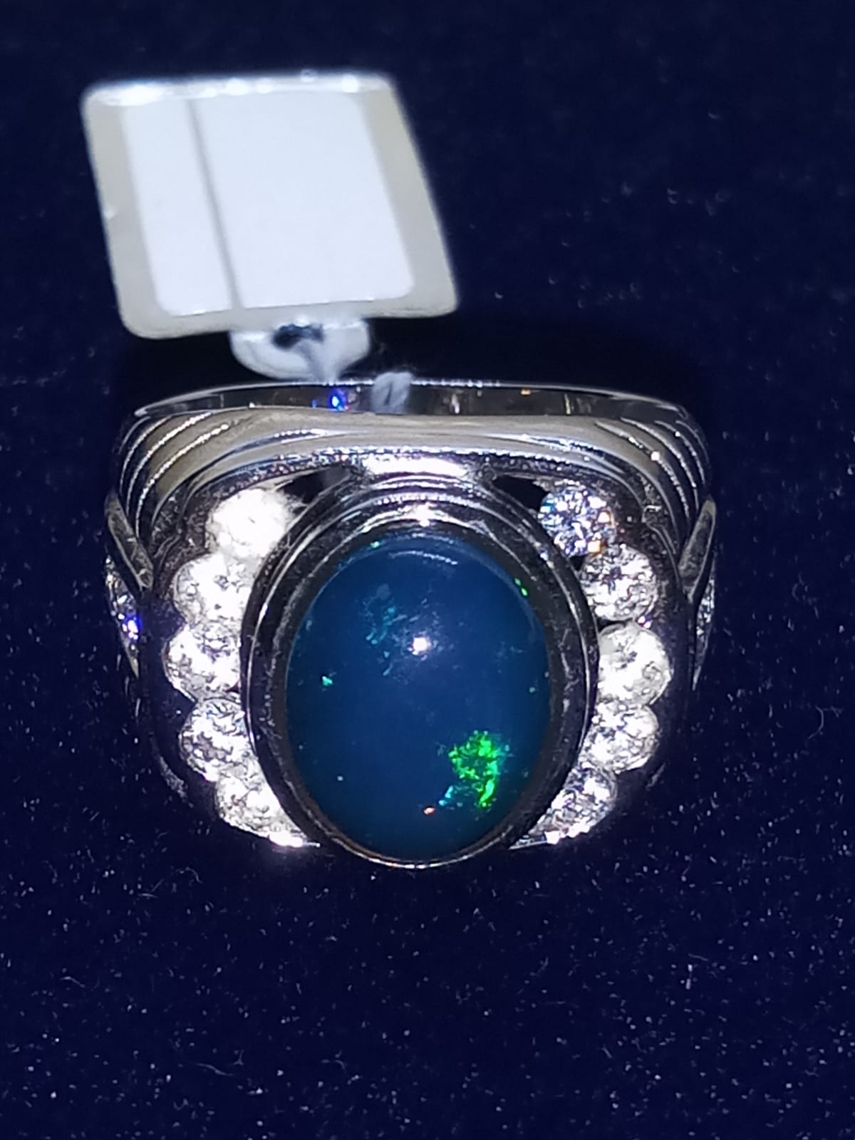 Natural SWISS LAB CERTIFIED RING with Black Opal (SIZE 10) SR78