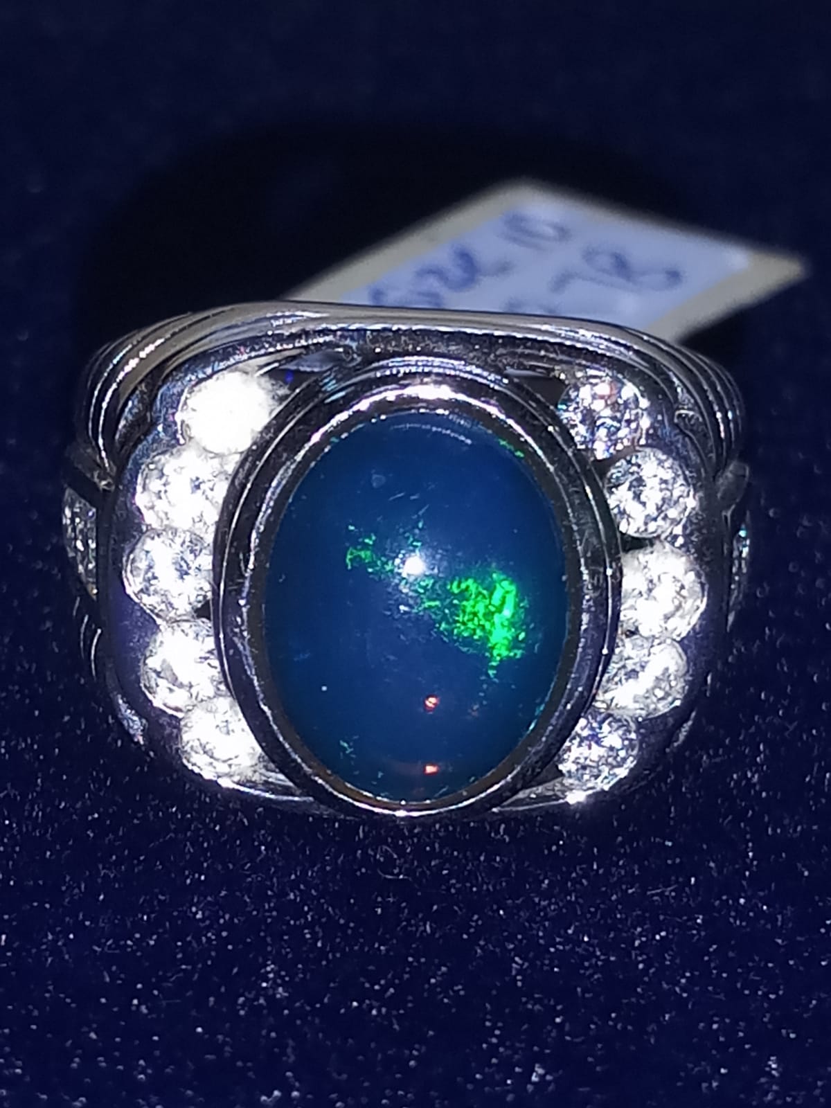 Natural SWISS LAB CERTIFIED RING with Black Opal (SIZE 10) SR78