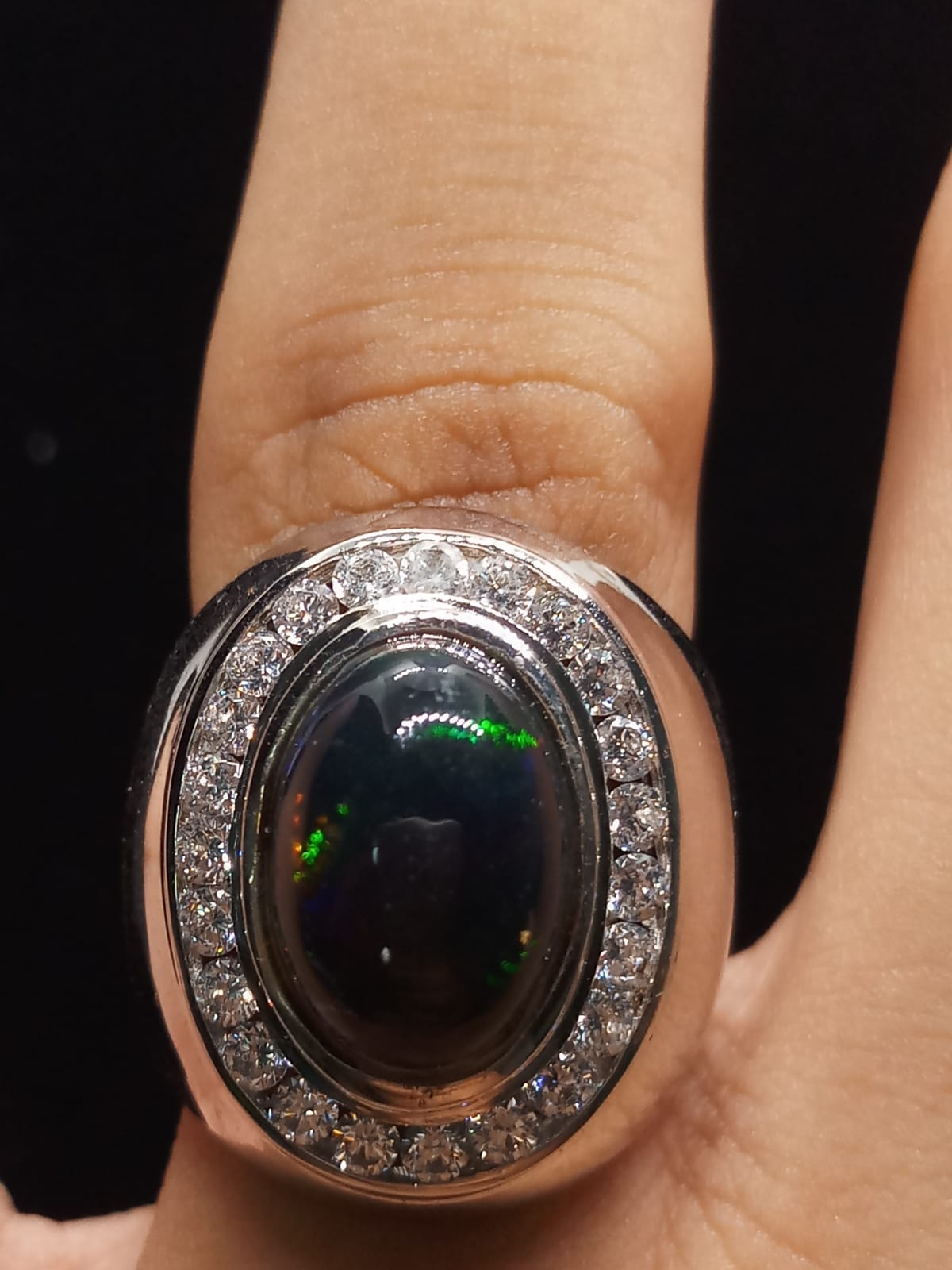 Natural SWISS LAB CERTIFIED RING with Black Opal (SIZE 10) SR80