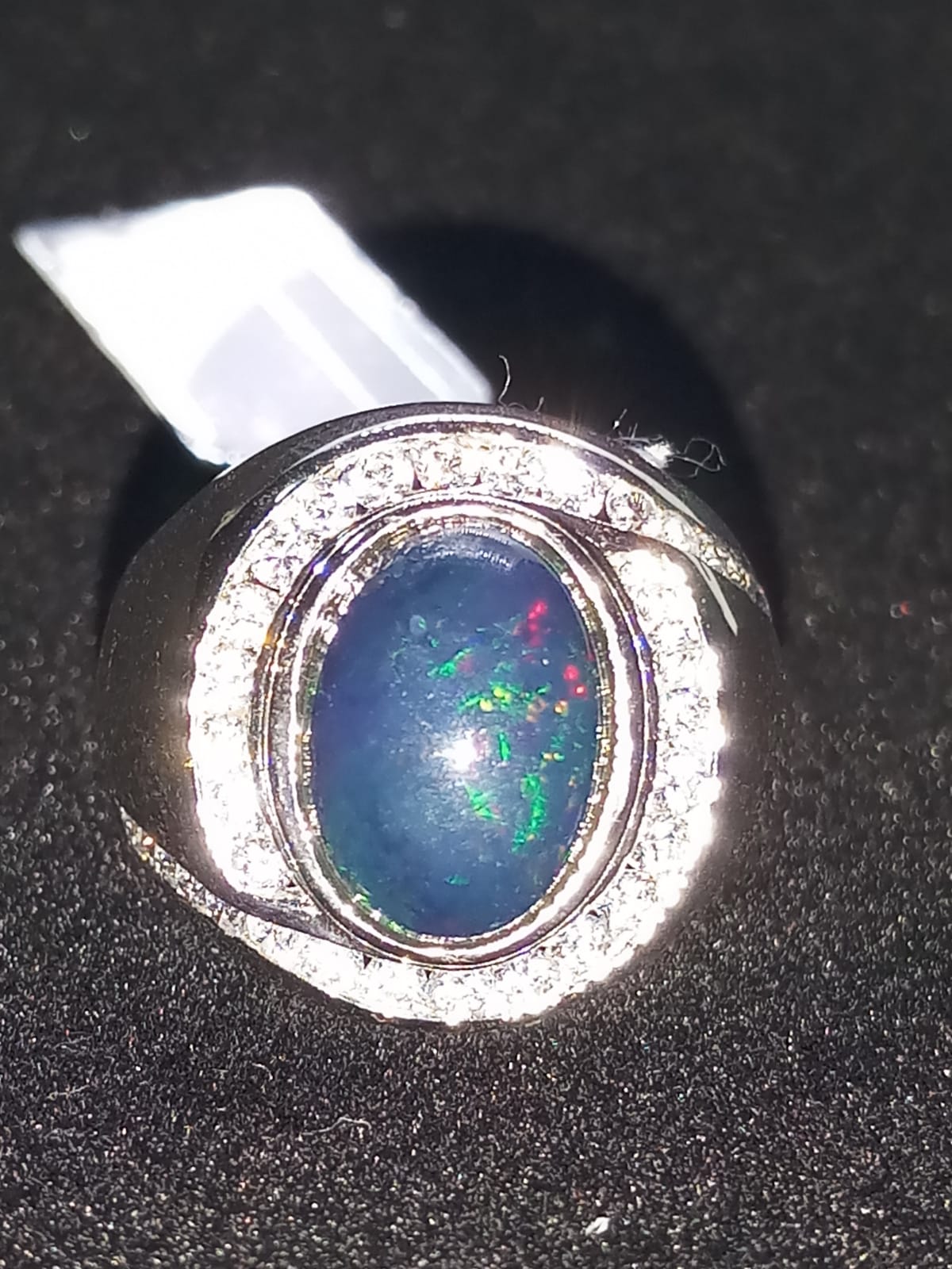 Natural SWISS LAB CERTIFIED RING with Black Opal (SIZE 10) SR83