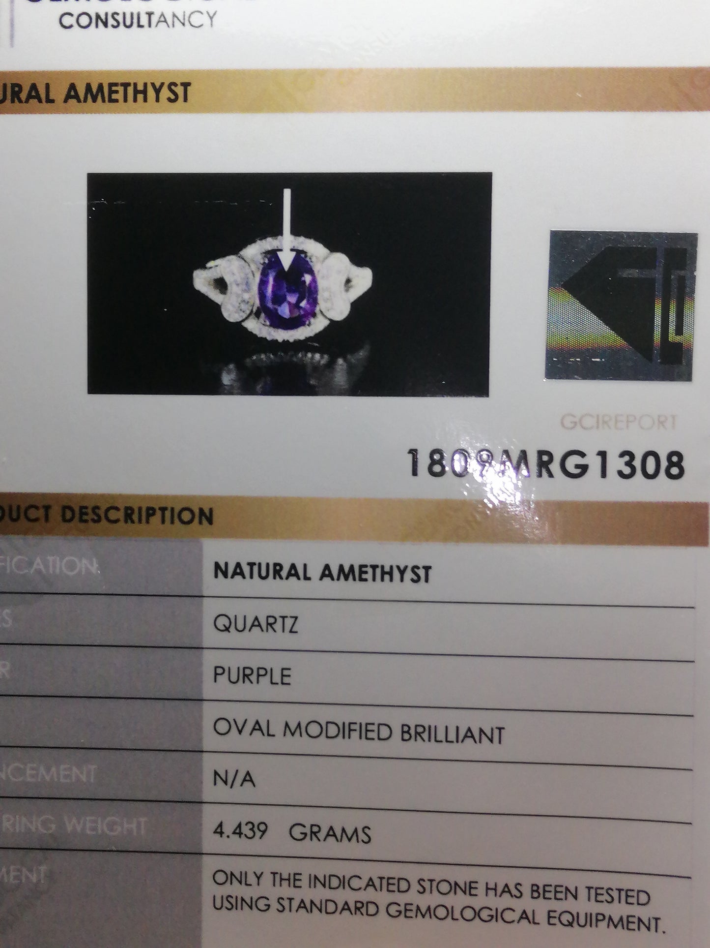 Natural Certified Amethyst (SIZE 8) SR9