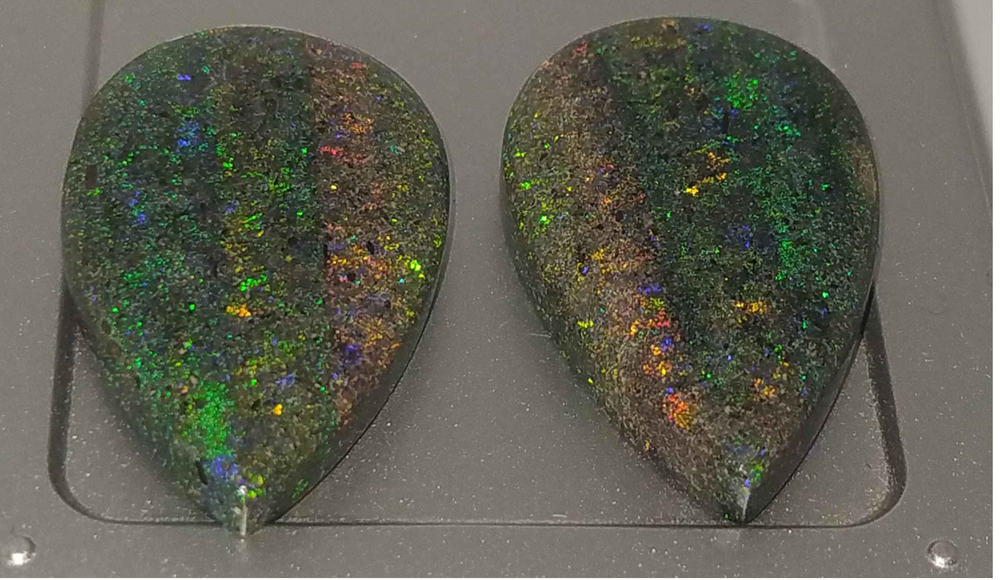 44.5ct Natural Pair of Play of Color Opal Gemstones