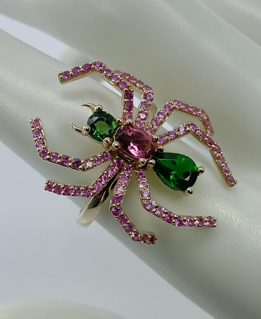 Whimsical Spider: Gemstone-Encrusted Statement Ring