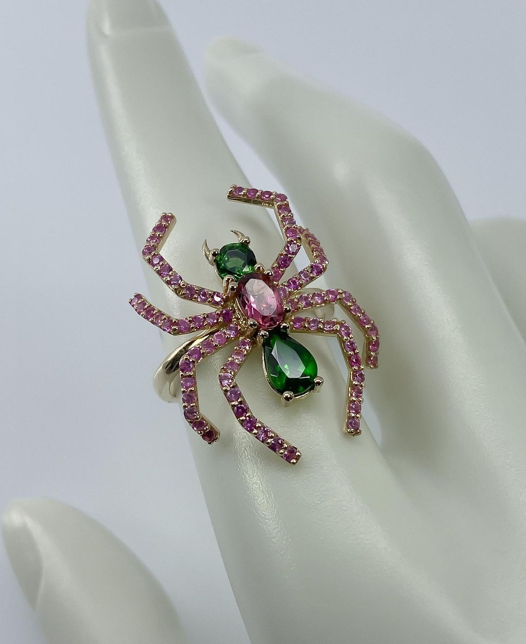 Whimsical Spider: Gemstone-Encrusted Statement Ring