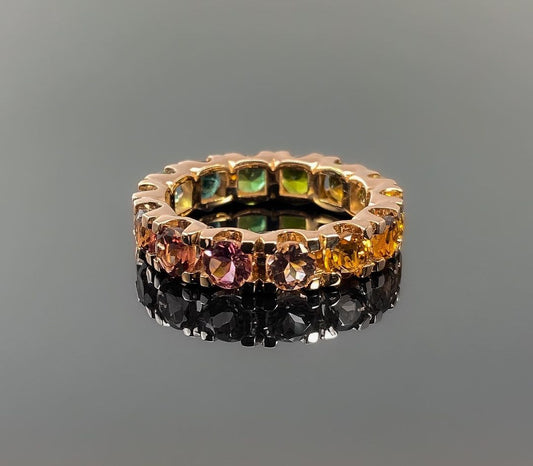 Vibrant Rainbow Gemstone Eternity Band