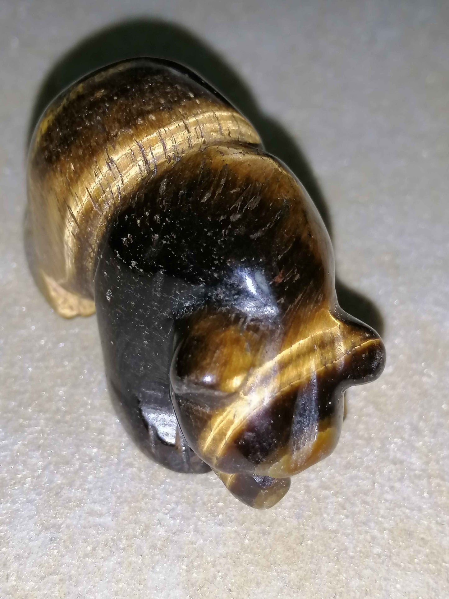 NATURAL TIGER EYE GEM HAND CARVED BEAR FIGURINE