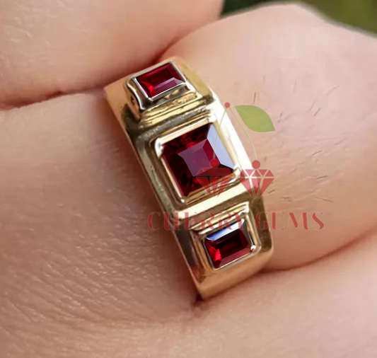 Triple Ruby Gold Band