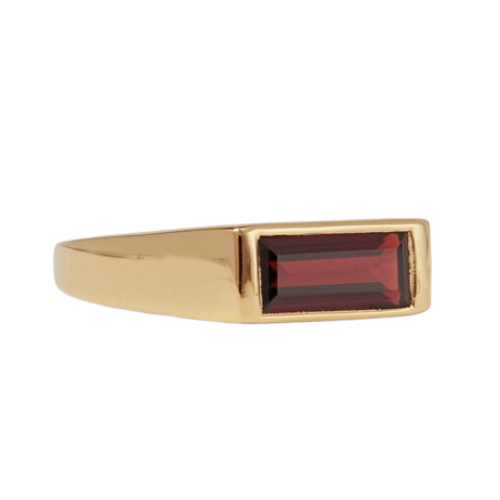 Garnet Baguette Gold Ring